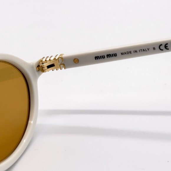 NEW MIU MIU SMU 04Z 14240D OVAL WHITE GOLD WOMEN SUNGLASSES MU04ZS 14240D - Picture 12 of 14